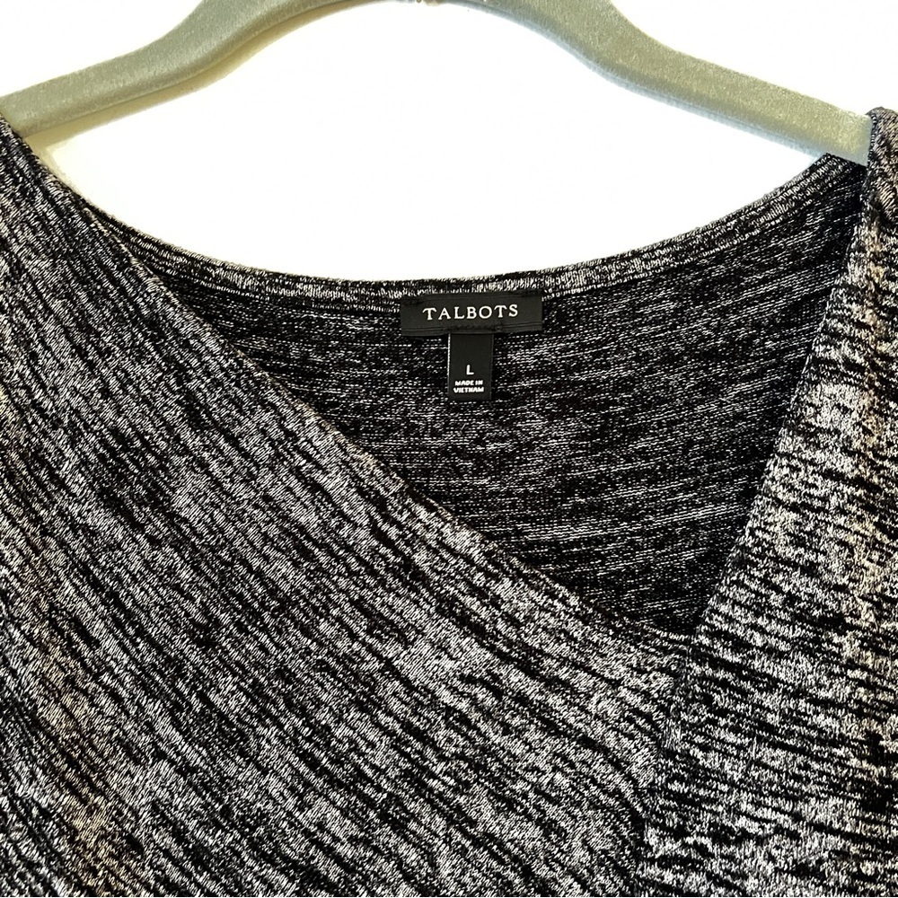 Talbots Gray and Black Sheath Dress with Asymmetrical Neckline - Picture 6 of 9